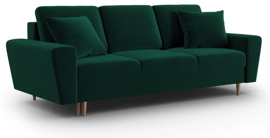 Canapea verde extensibilă, cu spațiu de depozitare cu tapițerie din catifea 235 cm Kyoto – Cosmopolitan Design