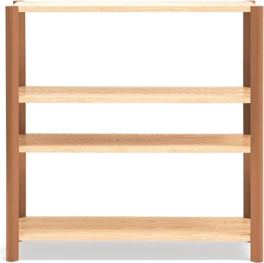 Etajeră cărămizie/în culoare naturală deschisă cu aspect de lemn de stejar 126x128x43 cm Bona – Teulat