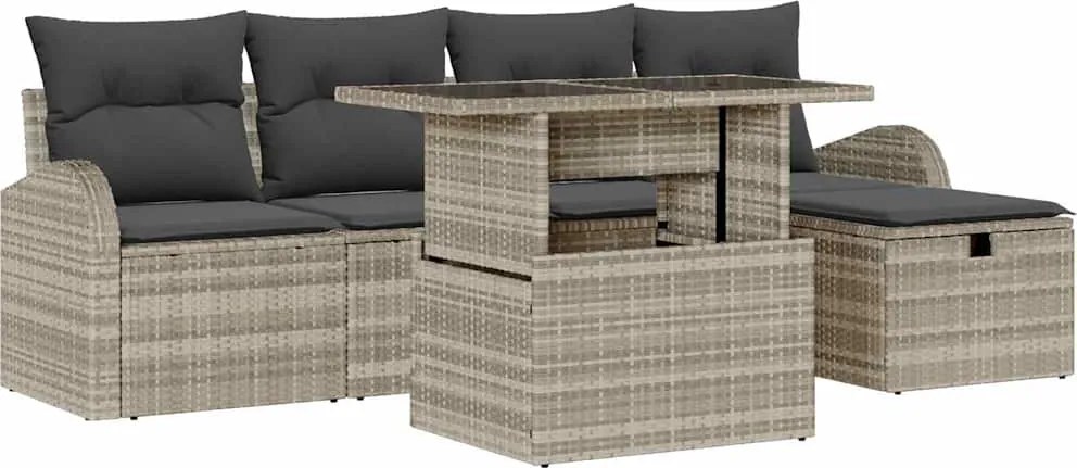 vidaXL Set de canapele pentru grădină 6 pcs Gri deschis Rattan poli