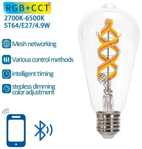 Bec LED RGBW Aigostar FILAMENT ST64 E27/4,9W/230V 2700K