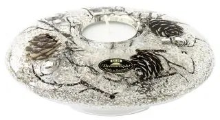 Suport lumanare Winter Story, Sticla, Multicolor, 11 cm