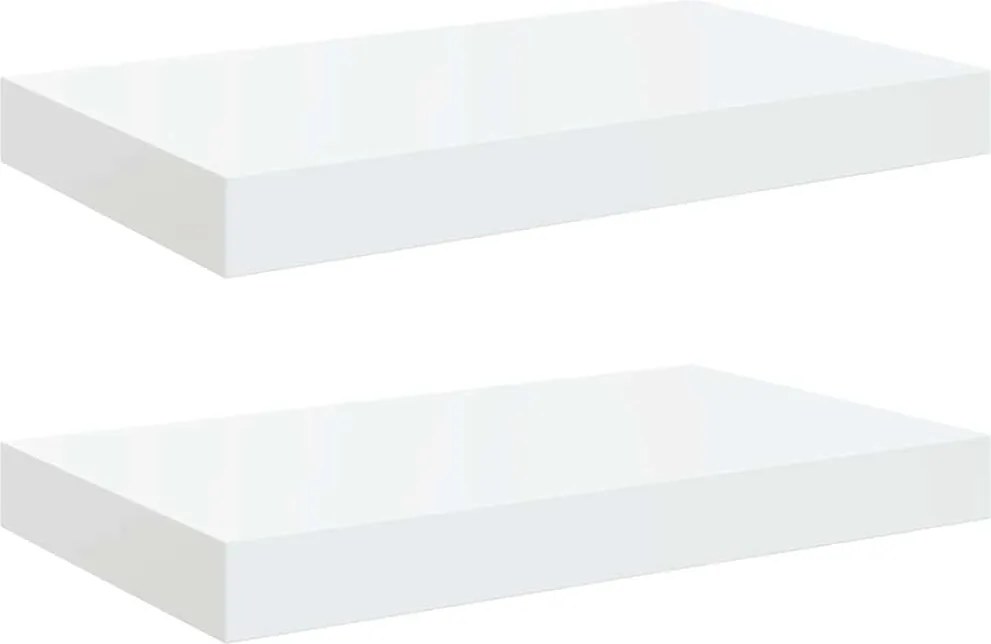 vidaXL Rafturi de perete, 2 buc., alb extralucios, 40x23x3,8 cm, MDF