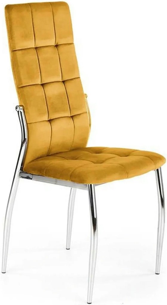 Scaun K416, galben mustar, stofa catifelata, 43x54x101 cm