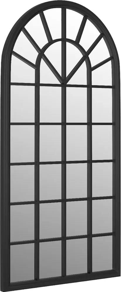 vidaXL Oglindă de grădină, negru, 90x45 cm, fier, pentru uz exterior