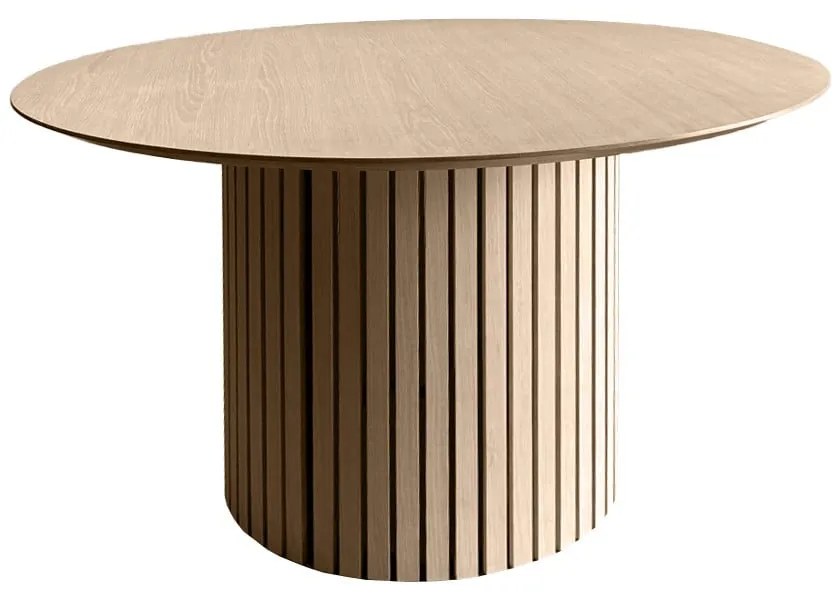 Masă de dining rotundă cu blat cu aspect de lemn de stejar ø 120 cm Linley – Actona