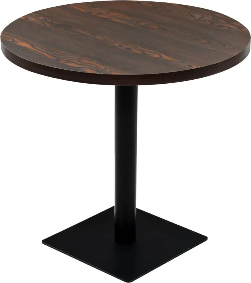 vidaXL Masă bistro, MDF și oțel, rotundă, 80x75 cm, Cenușiu închis