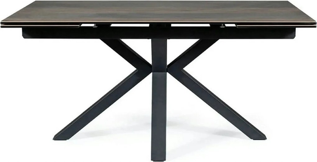 Masa extensibila moderna COLUMBUS CERAMIC, maro/negru mat, sticla secu