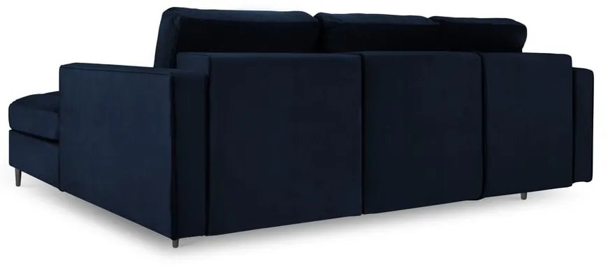 Colțar extensibil din catifea cu șezlong dreapta Milo Casa Santo, albastru