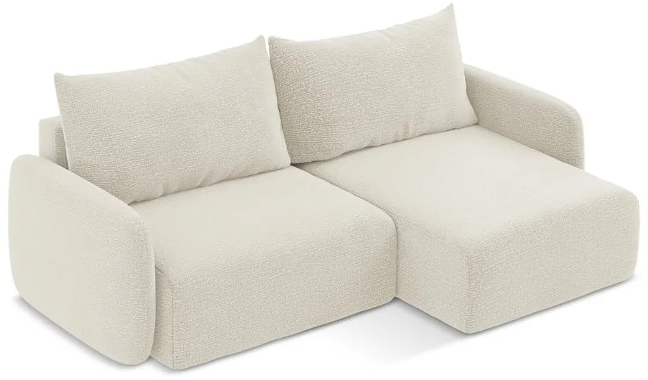 Colțar crem extensibil/cu spațiu de depozitare (cu colț pe partea dreaptă) Kalena – Makamii