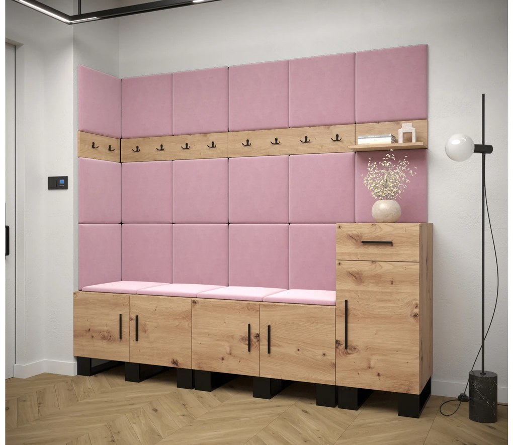 Set mobilier pentru hol Amanda 9 (Stejar artisan + roz). 1085930
