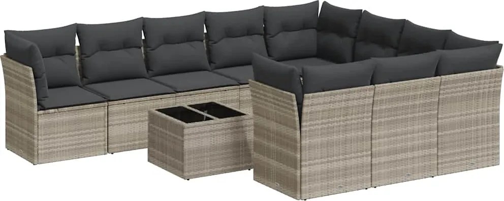 vidaXL Set canapele de grădină cu perne, 11 piese, gri, poliratan