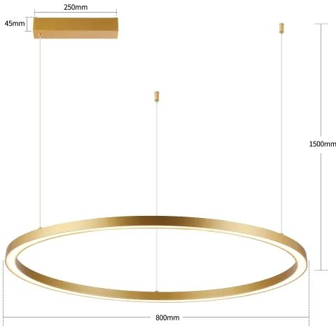 Brilagi - Lustră LED dimabilă PORTOFINO pe cablu, LED/60W/230V, Ø 80 cm, auriu, cu telecomandă