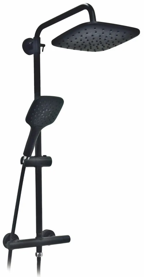 Set de duș Vesuvio BL negru cu baterie termostatică