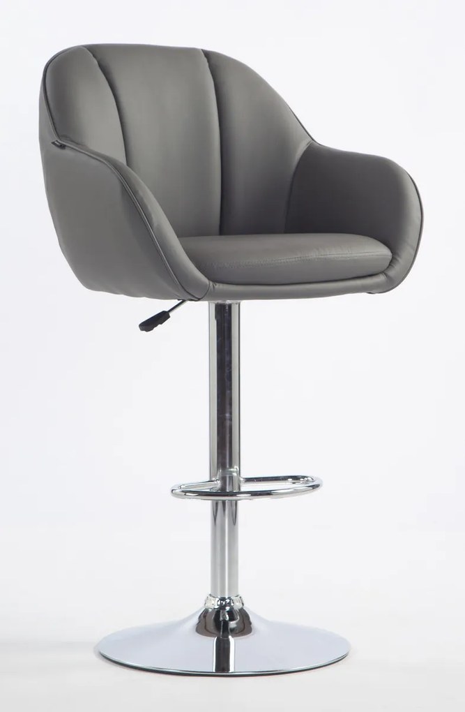 HR2055W Scaun Gri din Piele Ecologica cu Bază Cromata