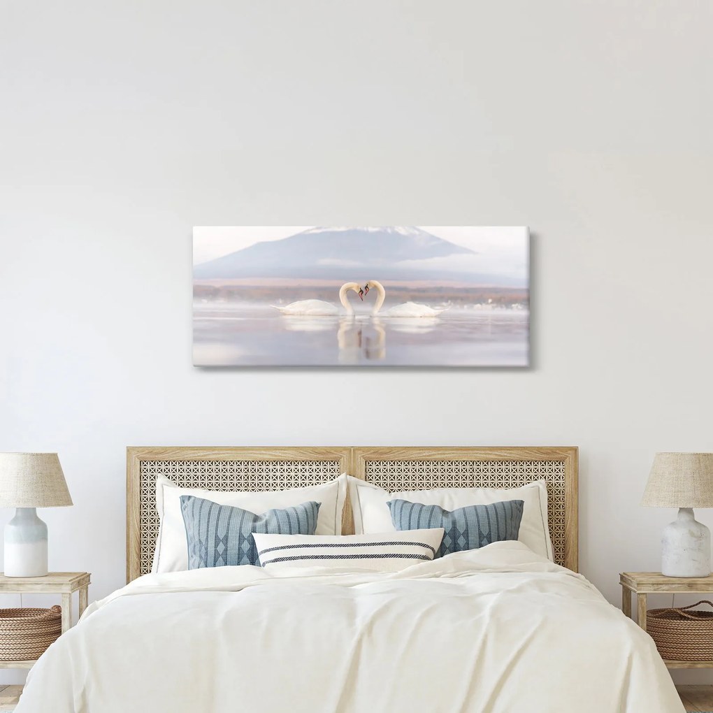 Tablou - Lebede îndrăgostite (120x50 cm)