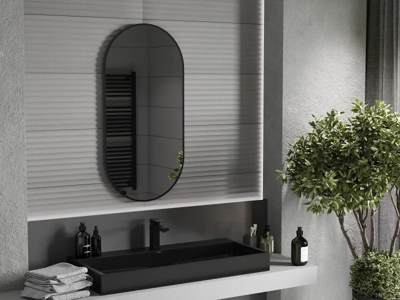 Mexen Loft oglindă de baie ovală 100 x 50 cm, ramă neagră - 9851-100-050-000-70