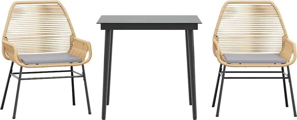 vidaXL Set mobilier de grădină cu perne 3 piese maro sticlă polirattan