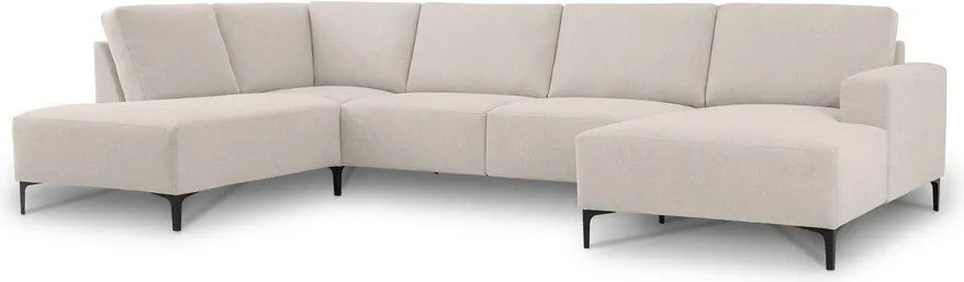 Colțar bej cu tapițerie din chenille (cu colț pe partea stângă/în formă de "U") Fabian – Scandic