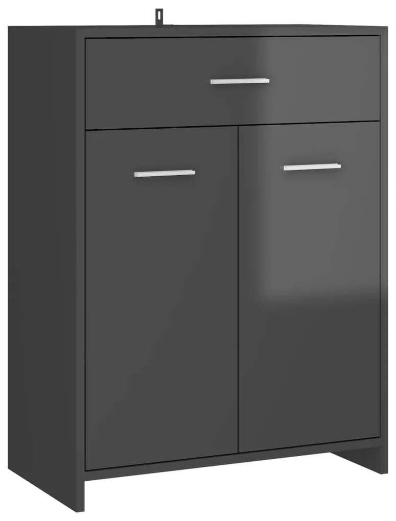 805032 vidaXL Dulap de baie, gri extralucios, 60 x 33 x 80 cm, PAL