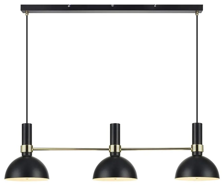 Lustră triplă Markslöjd Larry Black Gold, negru