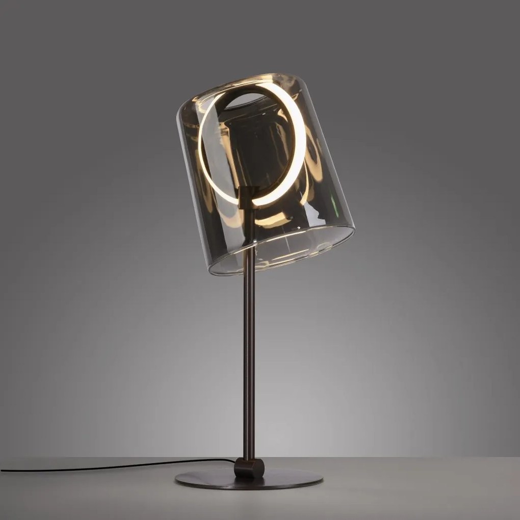 Veioza moderna LED 2700K, sticla, maro fumuriu, Zula