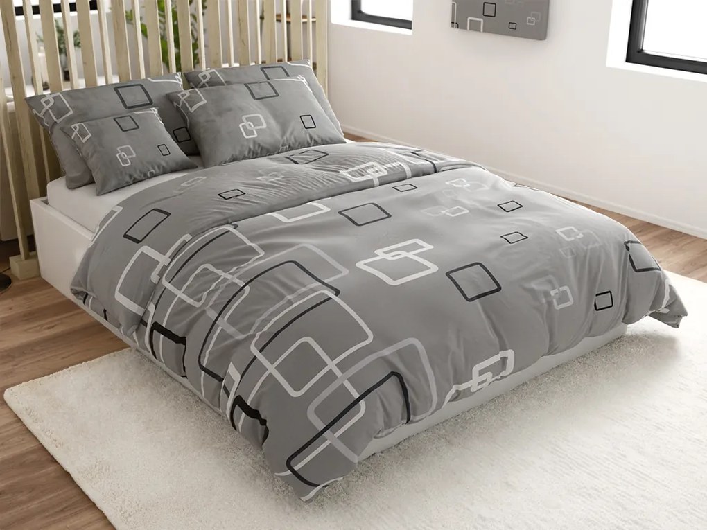 Lenjerie de pat din bumbac Renforce CUBURI gri Dimensiune lenjerie de pat: 70 x 90 cm | 140 x 200 cm