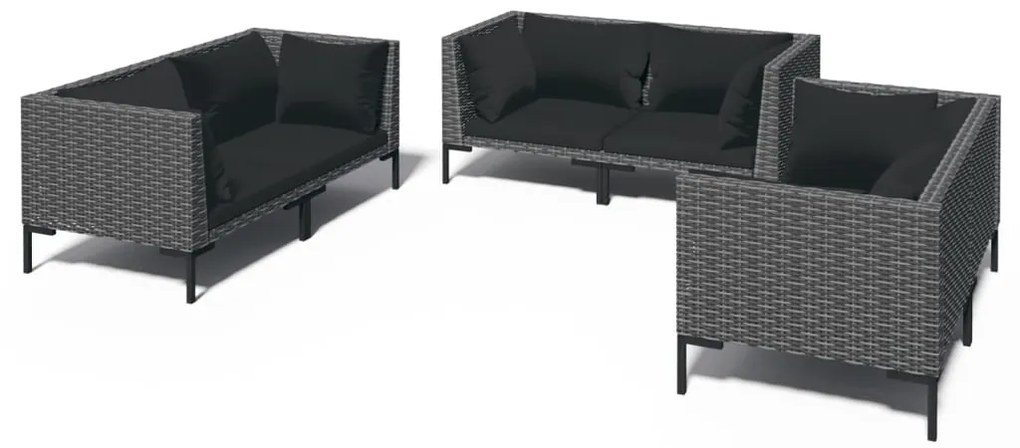 3099830 vidaXL Set de mobilier de grădină & perne 6 piese gri închis poliratan