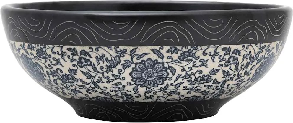 vidaXL Lavoar de blat, negru și albastru, rotund, Φ41x14 cm, ceramică
