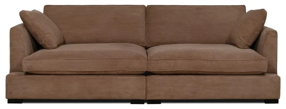 Canapea maro deschis cu tapițerie din catifea reiată 236 cm Mobby – Scandic