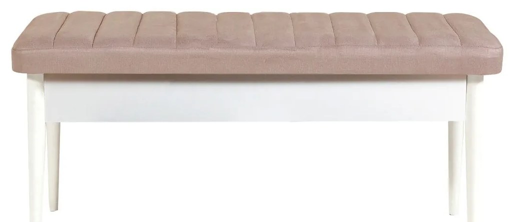 Masă de sufragerie extensibilă cu 2 scaune și 2 bănci Vlasta (alb + bej). 1072377