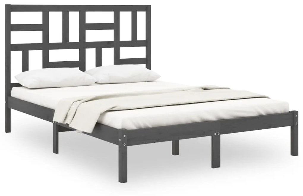 3105952 vidaXL Cadru de pat, gri, 140x200 cm, lemn masiv