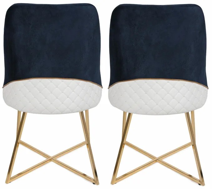 Set de scaune de sufragerie Madrid Dark Blue and Gold, 2 buc., 2 buc.