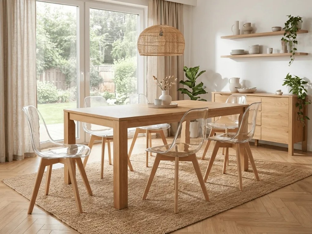 Scaun transparent KITO cu picioare din lemn de fag