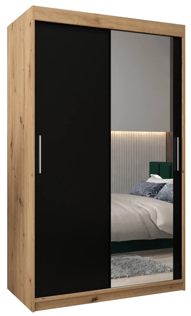 Dulap de haine 120 cm Toki 2 (stejar artisan + negru mat). 1064980