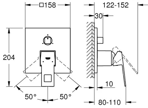 GROHE 24094000 - Baterie EUROCUBE cu comutator în 3 căi, crom lucios