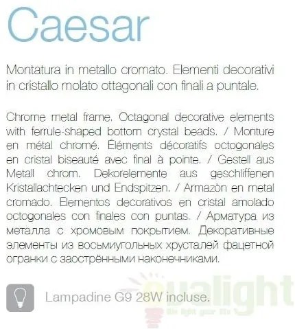 Lustra, Pendul cristal, inaltime reglabila, diam.45cm, Caesar SP9 cromo 041827