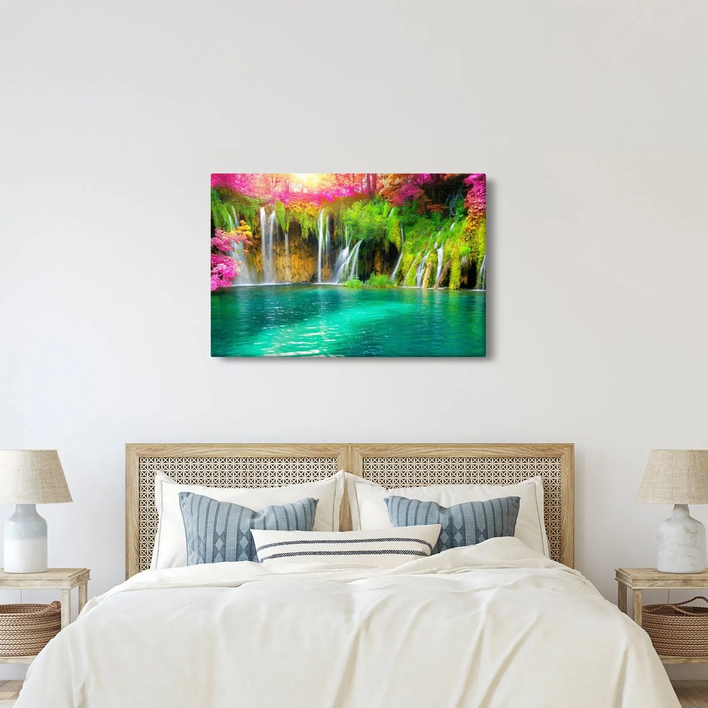 Tablou - Cascada, Lacurile Plitvice, Croația (90x60 cm)