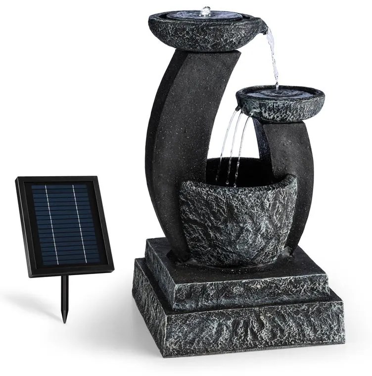 Fantaghiro, fântână de grădină ornamentală, 3W LED-uri solare, aspect de piatră, polyresin