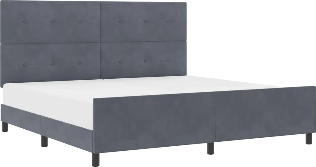 vidaXL Pat cu arcuri cu headboard Gri închis 200 x 200 cm Catifea