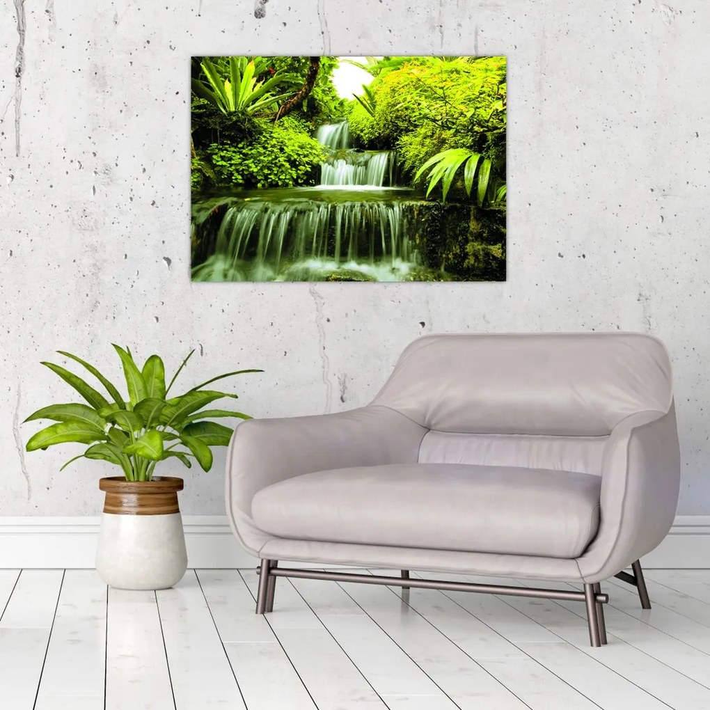 Tablou pe sticlă - Cascade indoneziene (70x50 cm)