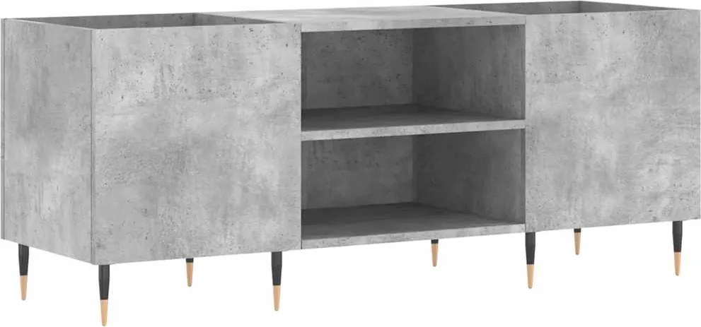 vidaXL Dulap pentru discuri gri beton, 121x38x48 cm, lemn prelucrat