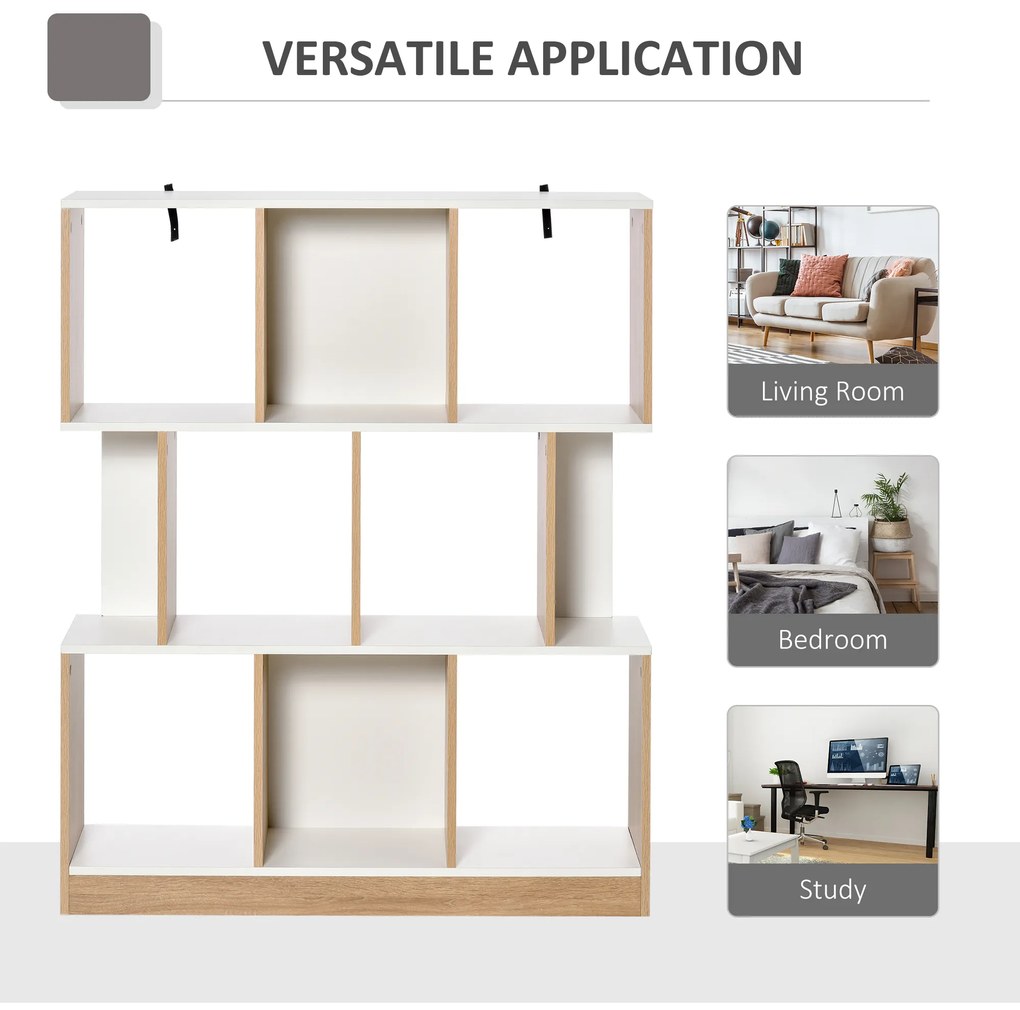 HOMCOM Bibliotecă din Lemn cu 3 Rafturi, Dimensiuni 100x30x124cm, Design Elegant pentru Organizare și Depozitare | AOSOM România