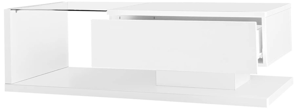 Măsuță de Cafea Modernă cu Raft din Sticlă și Efecte LED, 105x55x32,5 cm, Alb
