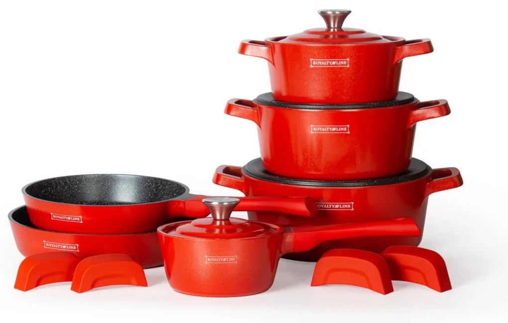 Set oale si tigai marmorate 14 piese Royaly Line RL OS1014 Portocaliu