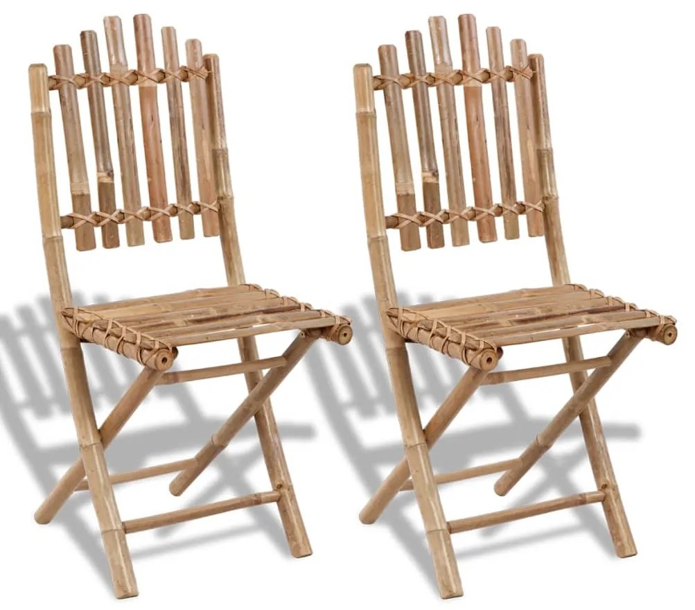 41498 vidaXL Set 2 scaune pliabile din lemn de bambbus