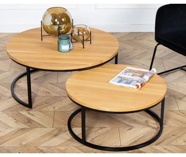 SET 2x măsuță de cafea OAKLOFT 38x90 cm negru/stejar