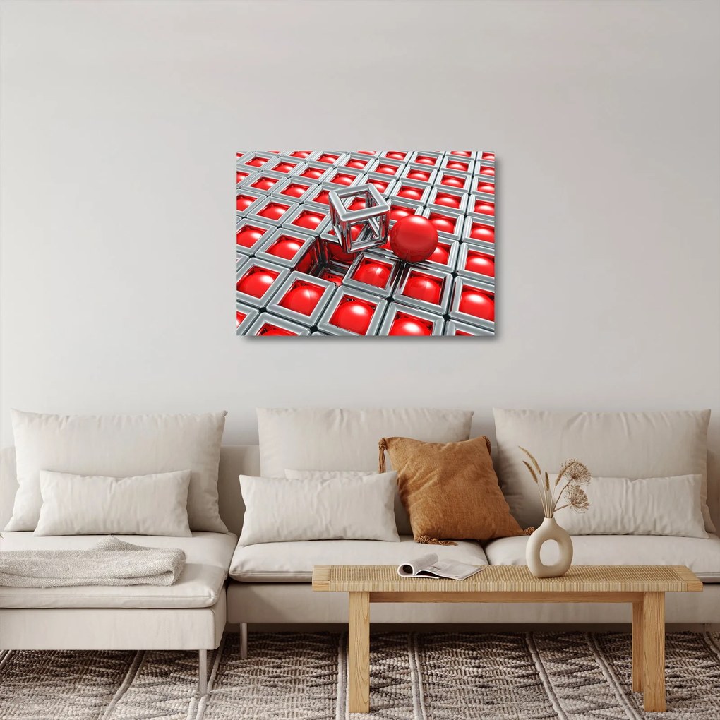 Tablou pe sticlă - Abstract metalic 3D (70x50 cm)