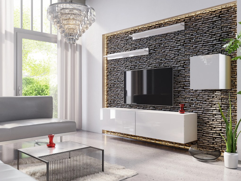 Mobilier camera de zi Dophia (alb + alb lucios). 1007707