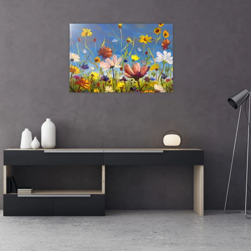 Tablou cu luncă înflorită (90x60 cm)