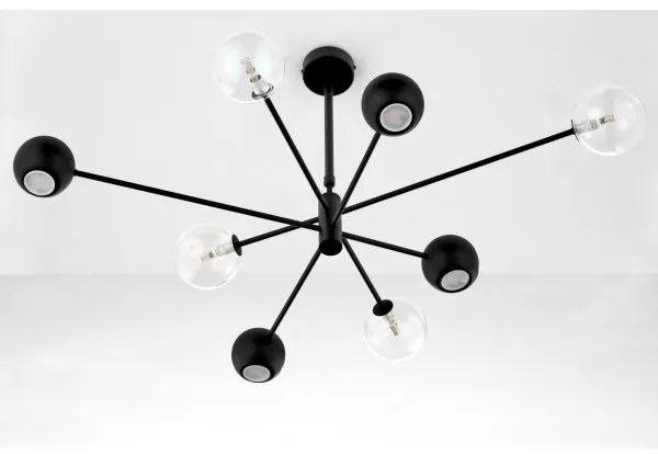 Lustră pe tijă Jupiter 1996 MOKA 4xGU10/10W/230V + 4xG9/10W/230V negru/transparent